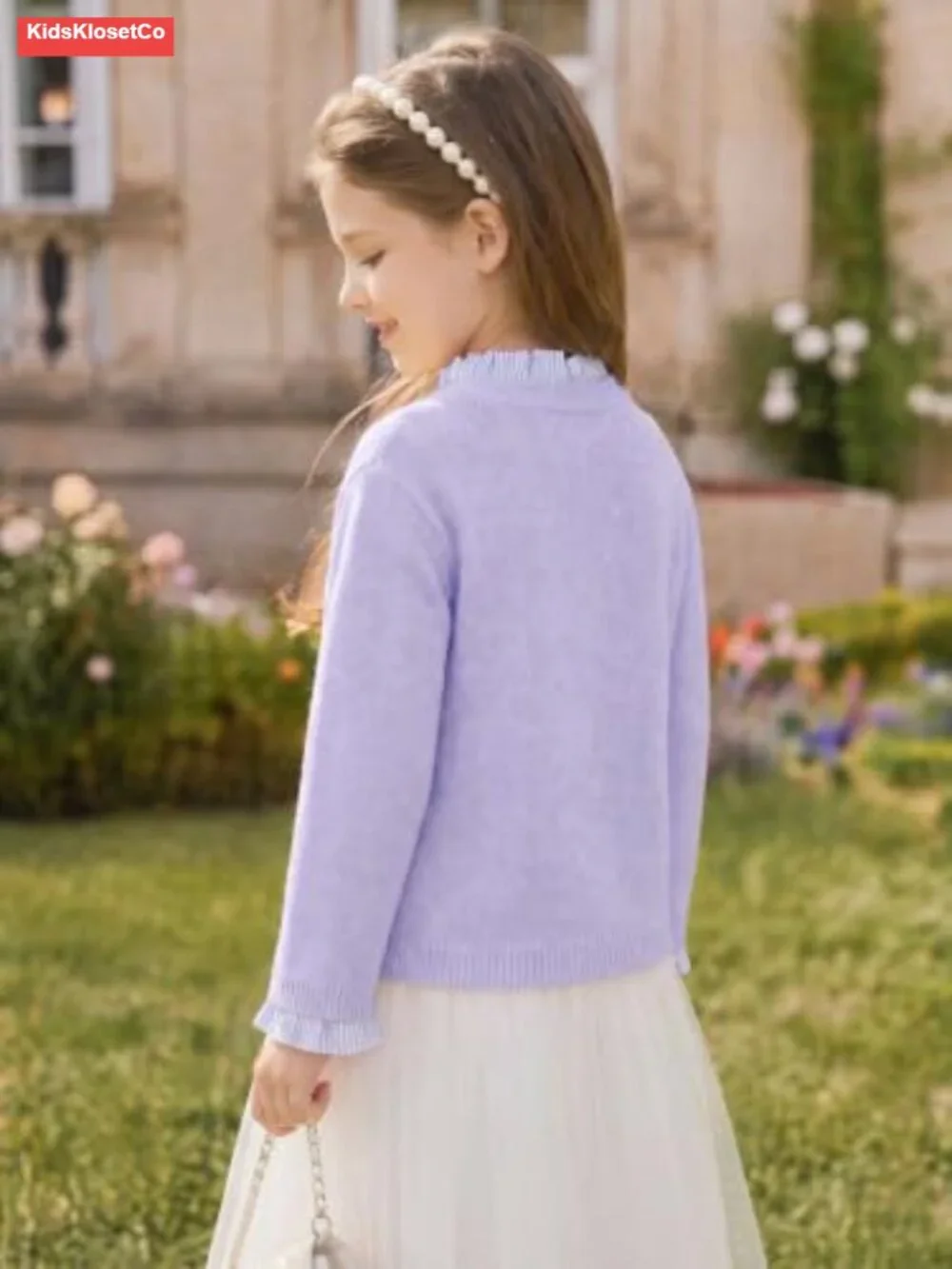 Girls Ruffle Trim Knit Pullover Sweater Long Sleeve Cute Layered Look